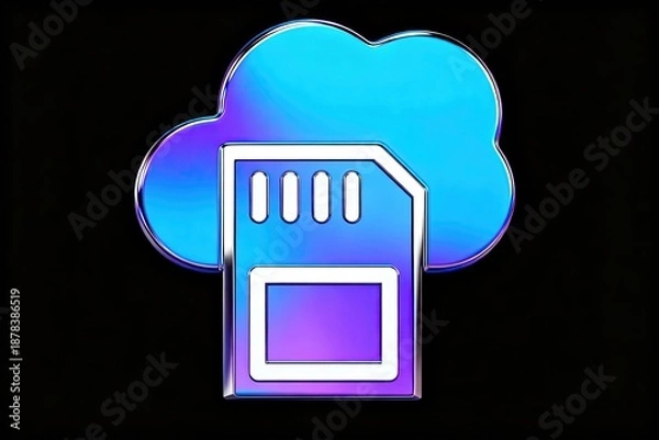 Fototapeta Cloud storage icon with SD card