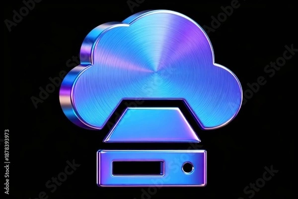 Obraz Metallic cloud and server icon