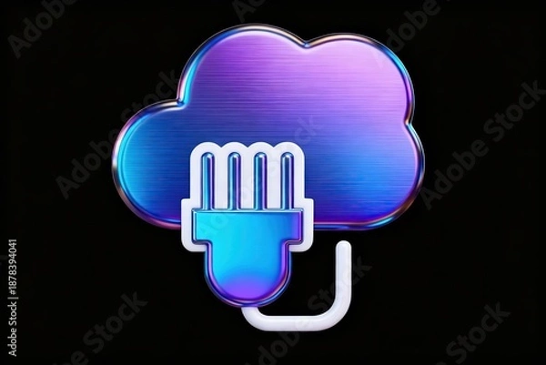 Fototapeta Cloud icon with plug symbol