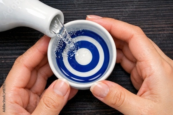 Obraz 日本酒(熱燗)を嗜む和服の日本人女性