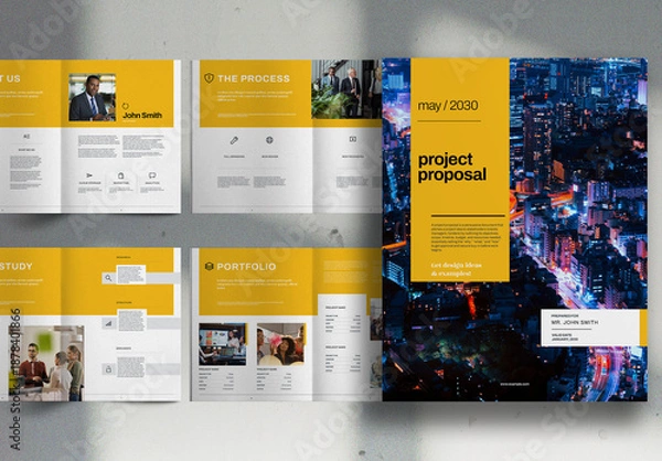 Fototapeta Saffron Yellow Studio Project Proposal Brochure Layout