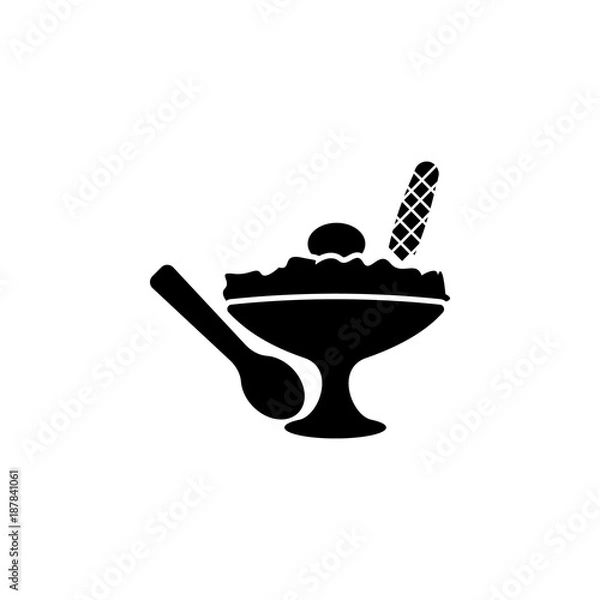 Fototapeta ice cream in a glass with a spoon icon. Ice cream element icon. Premium quality graphic design. Signs, outline symbols collection icon for websites, web design, mobile app