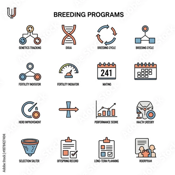 Obraz Breeding Programs Icons and Symbols Explained.