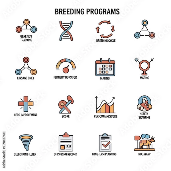 Obraz Breeding Programs Infographic Icons Set.