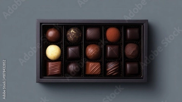 Fototapeta 洗練されたチョコレートギフトボックス 俯瞰背景