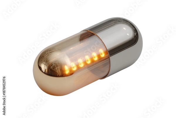 Obraz Translucent capsule containing glowing internal components