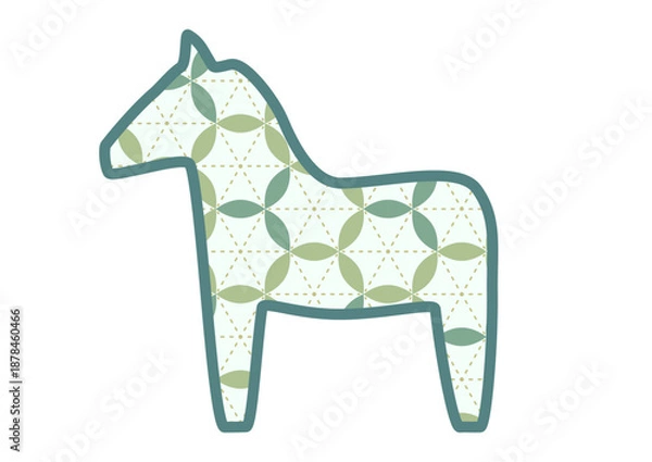 Obraz 華やかな七宝柄のダーラナホース