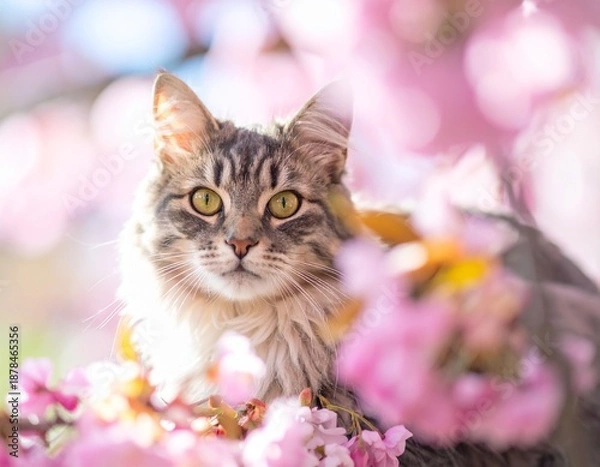 Fototapeta 桜と猫