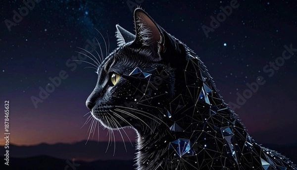 Fototapeta ブラックダイヤモンドの猫