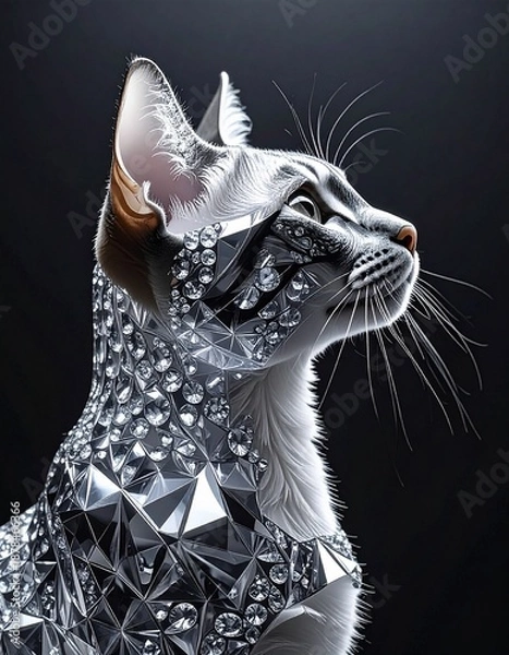 Fototapeta ダイヤを付けている猫の横顔