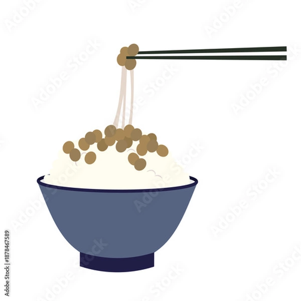 Obraz シンプルな納豆ご飯のイラスト素材