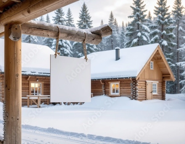 Obraz 北欧風ロッジスタイル看板モックアップ