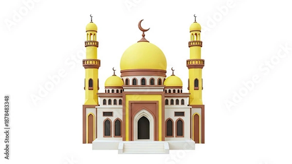 Obraz Stylized 3D Mosque with Minarets and Domes