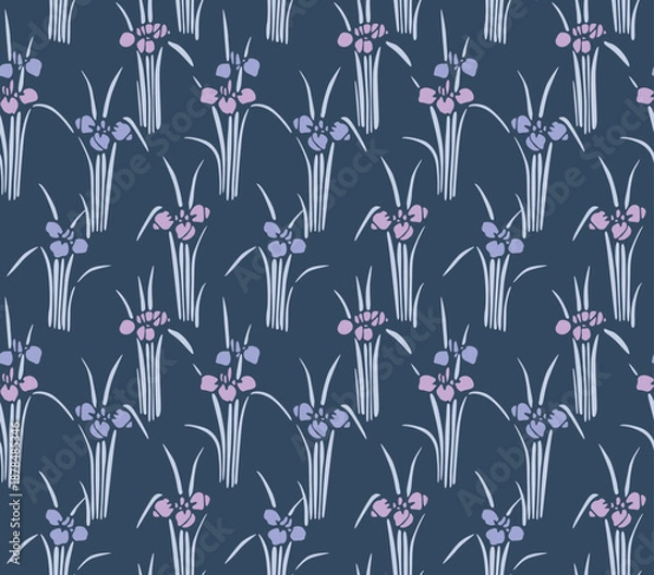 Obraz Japanese Flower Grass Motif Vector Seamless Pattern