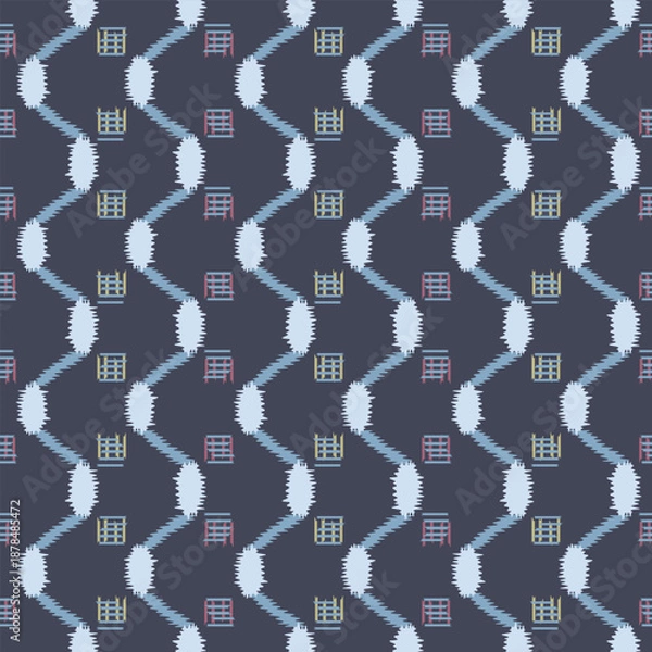 Obraz Japanese Embroidery Zigzag Line Vector Seamless Pattern