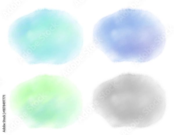 Obraz 水彩風にじみイラスト　寒色セット
