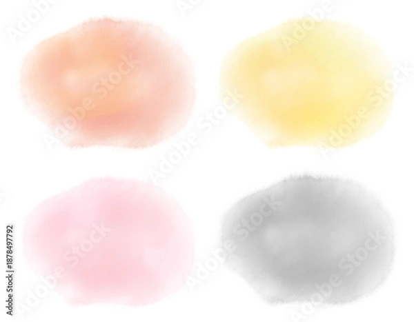 Obraz 水彩風にじみイラストセット　ウォームトーン
