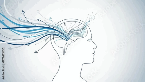 Obraz Human Brain With Flowing Energy Lines.