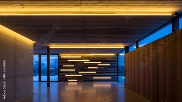 Obraz 壁面照明が特徴的な広い屋内空間