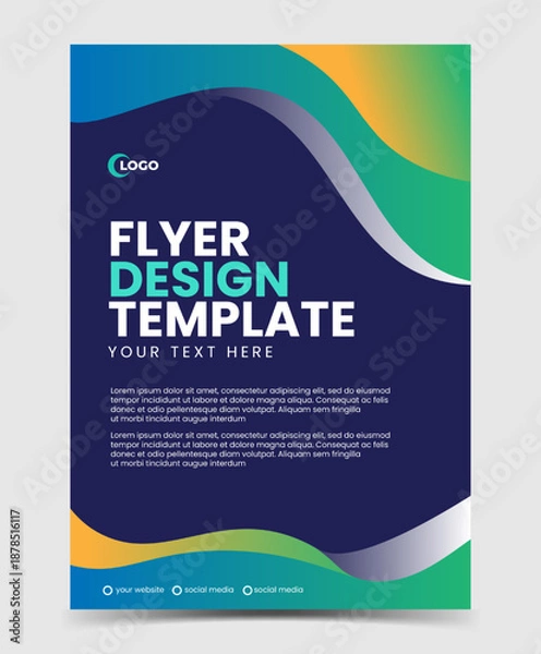 Obraz Flyer design template with gradient wave