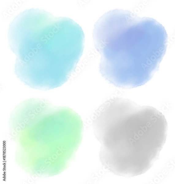 Obraz 水彩風にじみイラストセット　クールトーン
