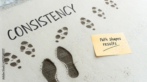 Obraz Footprints on a Path Symbolizing Progress and Consistency