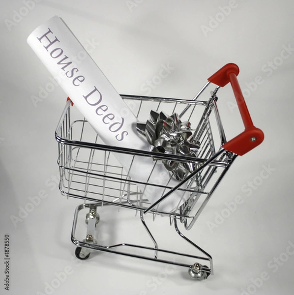Fototapeta house deeds in shopping cart