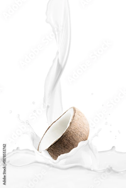 Obraz Milk splash with fresh coconut