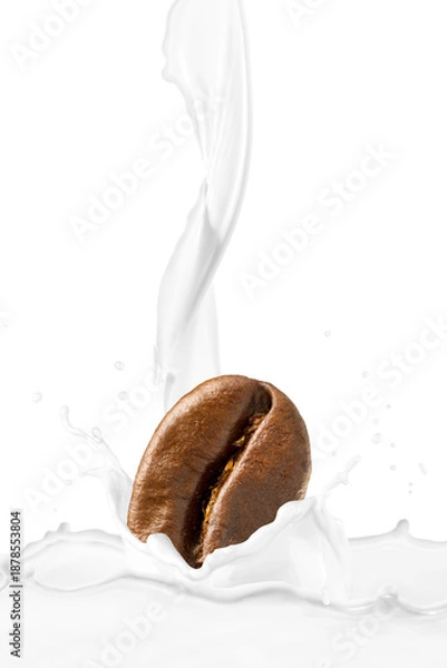 Obraz Milk Splash with Coffee Bean