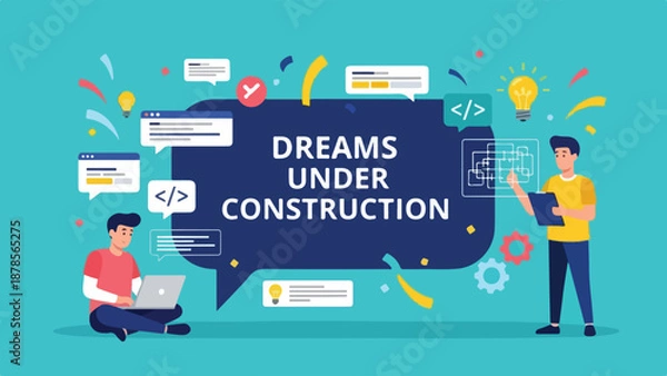 Obraz Dreams Under Construction Creative Development Vector Illustration