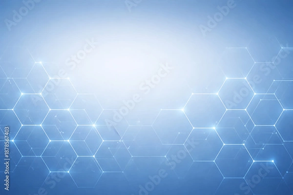 Obraz Abstract Hexagon Technology Network Background with Blue Gradient