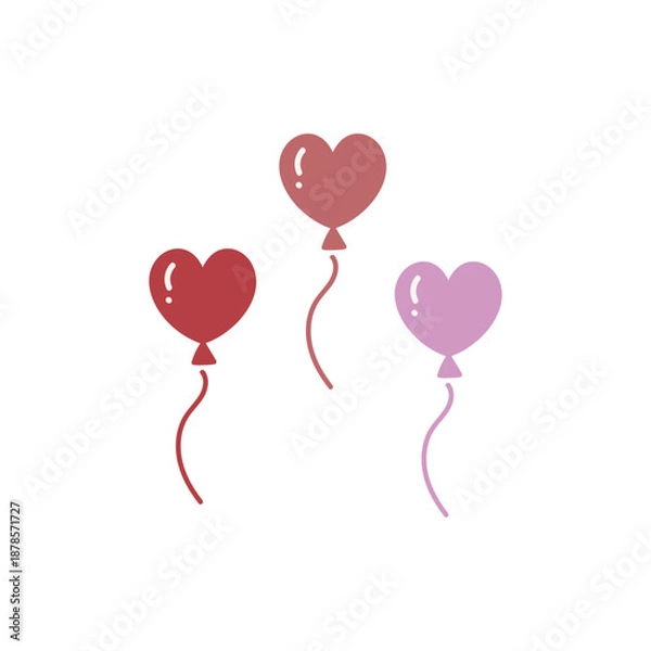 Obraz シンプルなハートの風船の素材イラスト【バレンタイン】