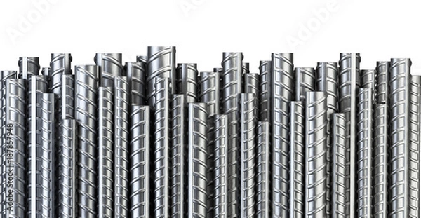 Obraz Reinforcements steel bars in row. Industrial background. Building armature.