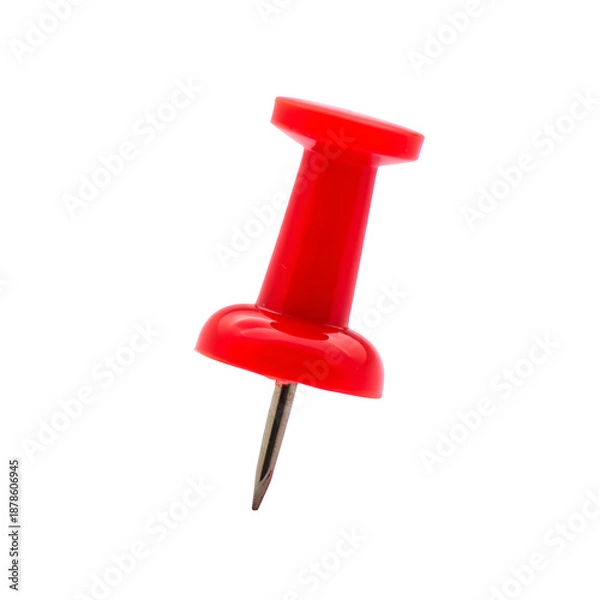 Obraz a red push pin on a black background