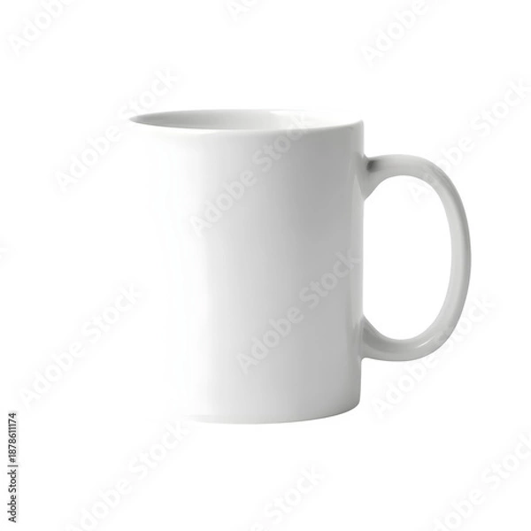 Obraz A simple white ceramic mug stands isolated on a dark solid background