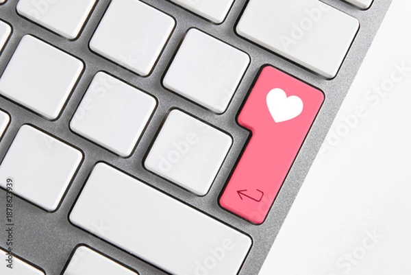 Obraz keyboard with pink like button