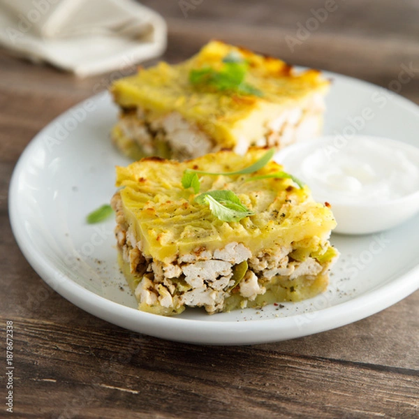 Obraz Shepherd's pie with chicken and vegetables