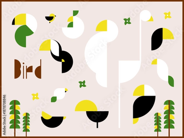 Obraz 幾何学図形の鳥のイラスト素材