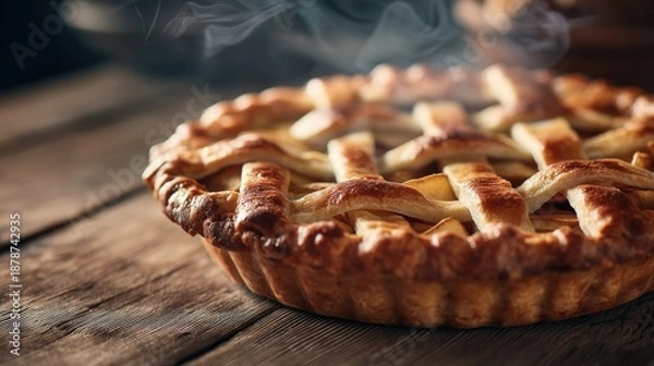 Obraz Rustic apple pie with handmade lattice