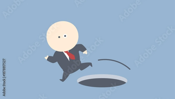 Obraz ビジネスイメージイラスト_穴を飛び越えるビジネスマン