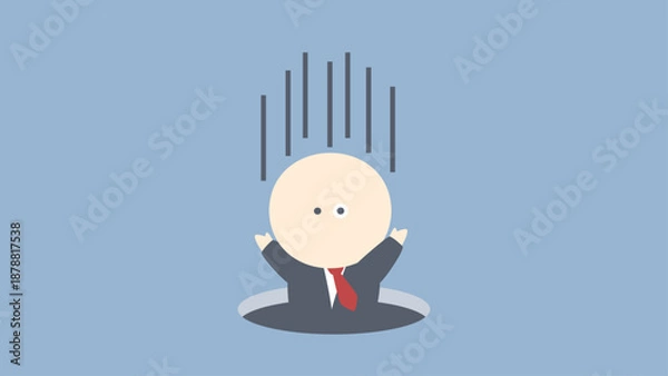 Obraz ビジネスイメージイラスト_落とし穴に落ちるビジネスマン