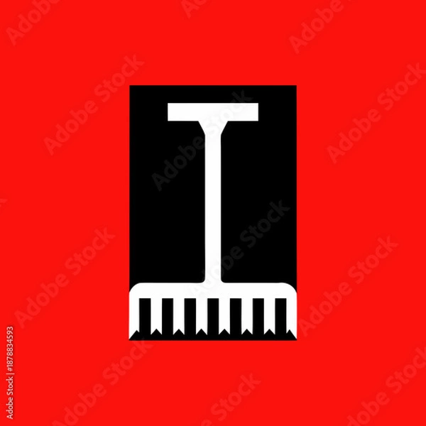 Obraz Rake icon on red background