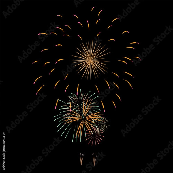 Obraz Firework Vector with black background.