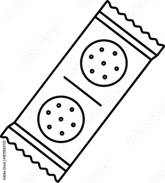 Obraz Cookie packet packaging line art vector illustration on transparent background