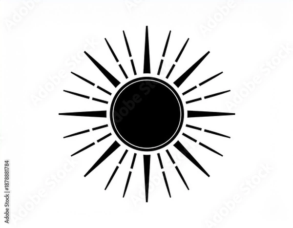 Obraz Stylized Black Sun Symbol with Radiating Triangular Rays