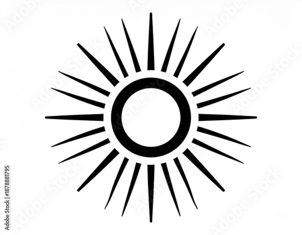 Obraz Stylized Black Sun Symbol with Radiating Triangular Rays
