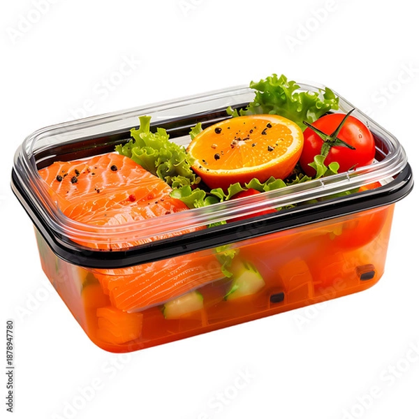 Obraz Lunch Box Plastic Sealed Isolated On Transparent Background