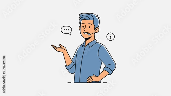 Fototapeta Man using mobile phone with chat bubbles.