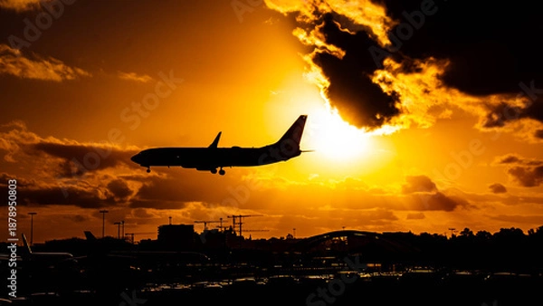 Obraz Plane on sunset