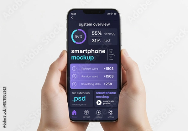 Obraz Two hands holding a smartphone mockup